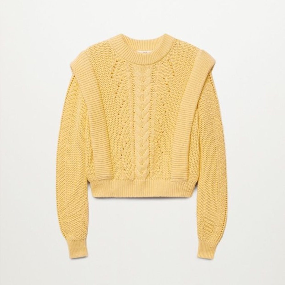 MANGO NWT Yellow Knit Cotton Sweater - Medium